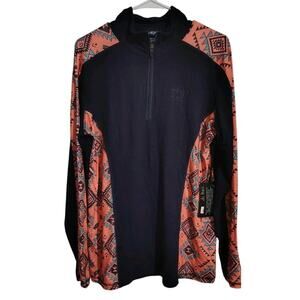 Cowgirl Tuff Shirt Size Large Woman's New Navy Blue Aztec Western 1/4 Zip Top
